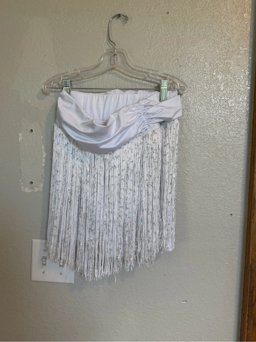 White Fringe Sequin Skirt